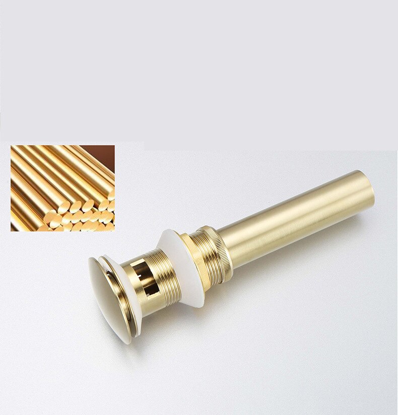 Luxury Gold Bottle Trap Brass Round Siphon Brushed Gold P-TRAP Bathroom Vanity Basin Pipe Waste With Pop Up Drain