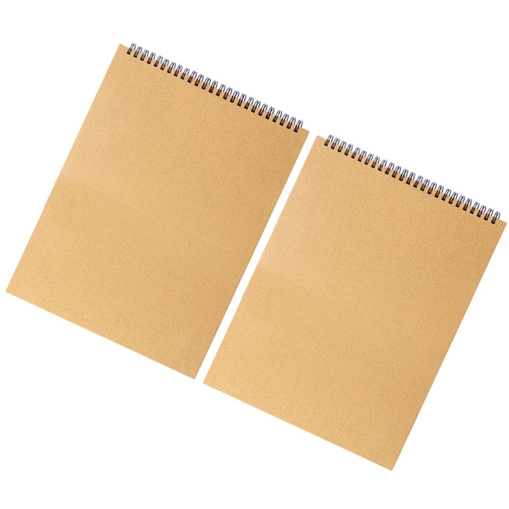 2Pcs Portable Hand Drawing Notebook Kraft Paper Drawing Paper Blank Drawing Paper Practical Watercolour Notebook for Kids Artist