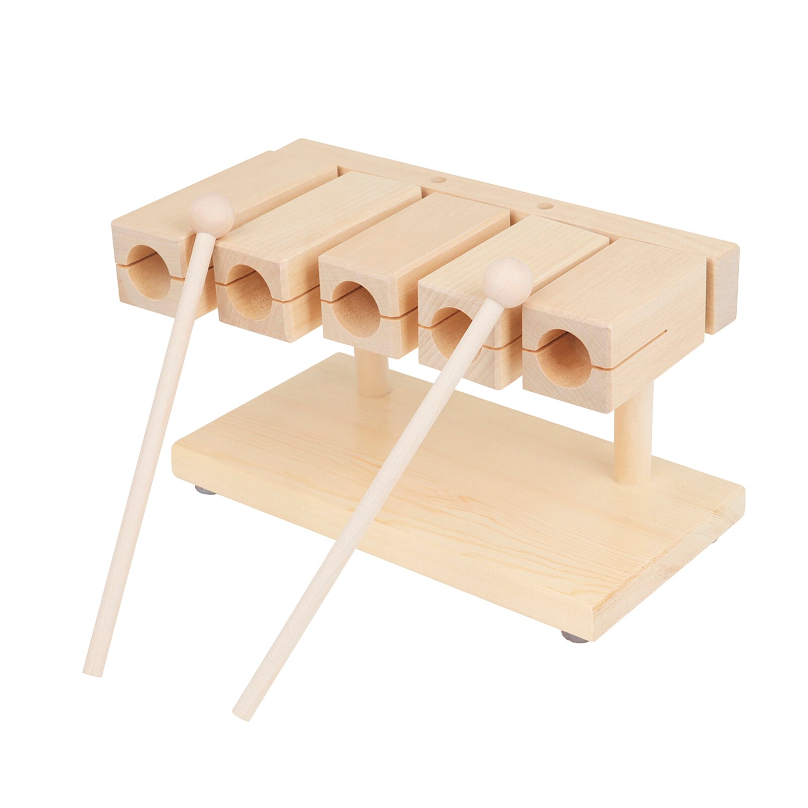 Wood Rhythm Block Wooden Percussion Block Solid Maple Material 5 Tones Musical Percussion Instrument with Mallet