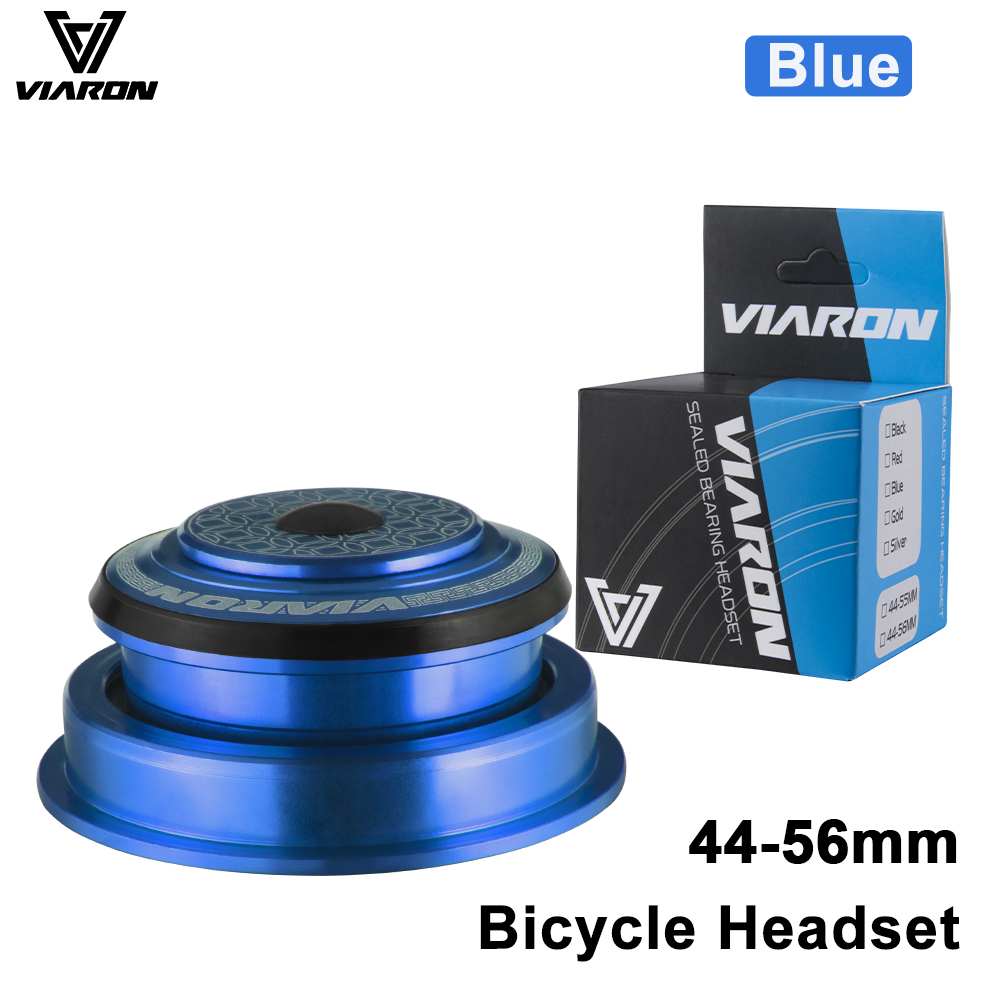 VIARON MTB Bicycle Headset 34/44/52/55/56mm CNC 1 1/8" 28.6 Spinal Canal/Straight Tube Fork Internal Mountain Road Bike Headset: SKY BLUE