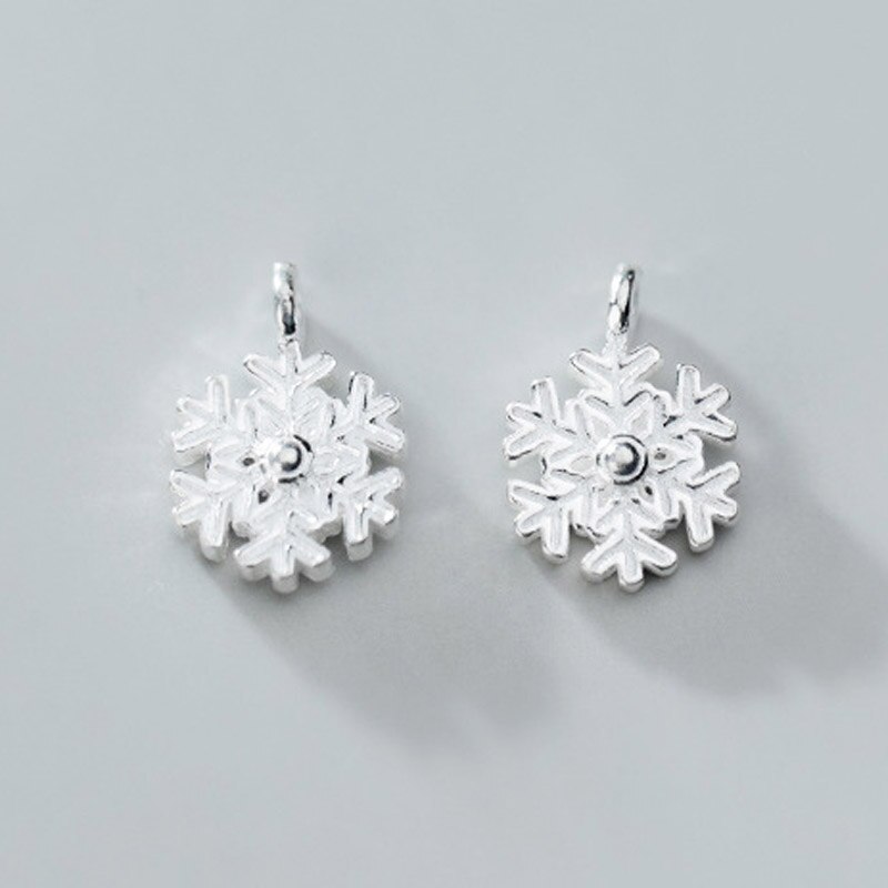 Pendentif flocons de neige en argent Sterling 925, 12.5mm, décoration de noël, fantaisie, fabrication de bijoux européens, DIY: Default Title