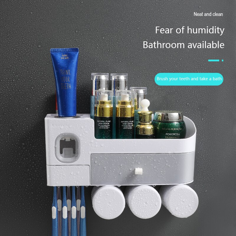 Magnetic Adsorption Inverted Toothbrush Holder Automatic Toothpaste Squeezer Dispenser Storage Rack Bathroom Accessorie Qdrr *33