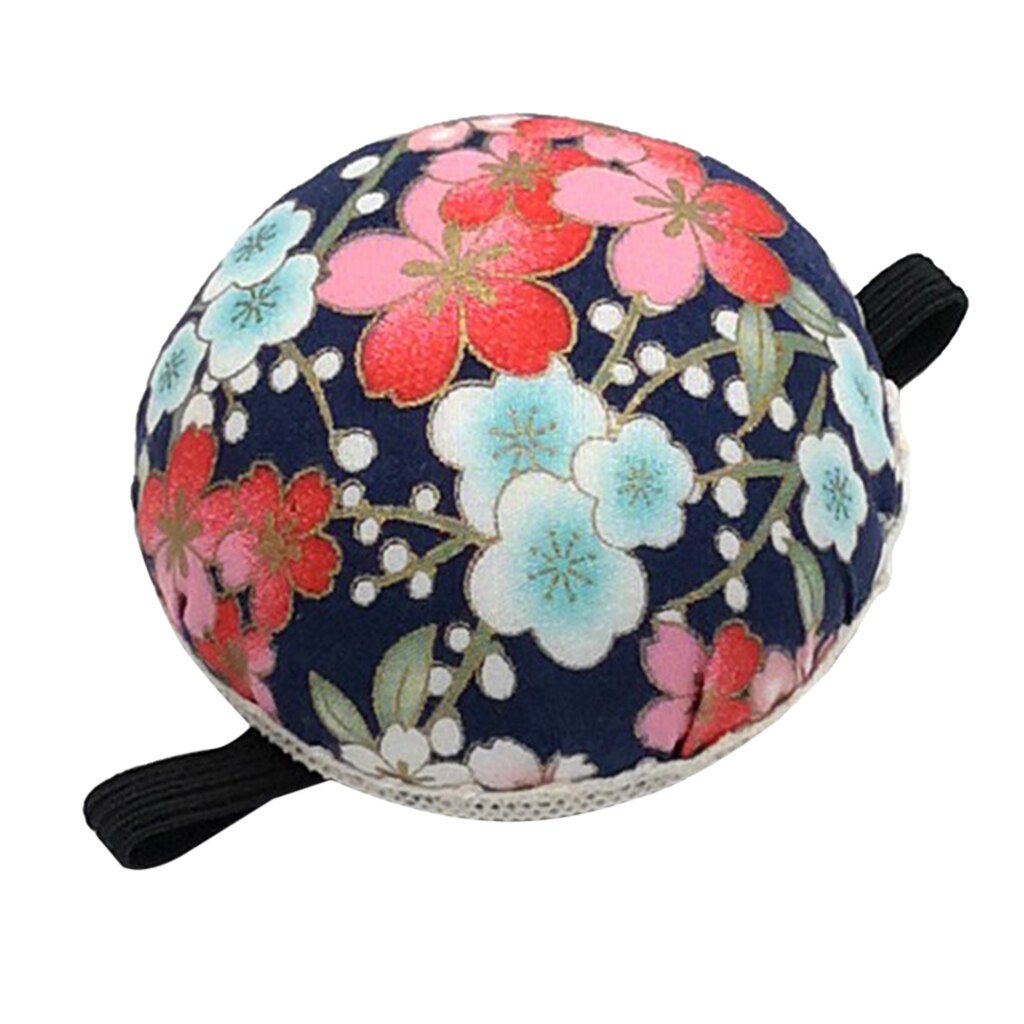 1Pcs Pin Cushion Wrist Printed Fabric Coated Pin Cushions Wearable Sewing Needle Pincushions for Needlework Embroidery: Blue