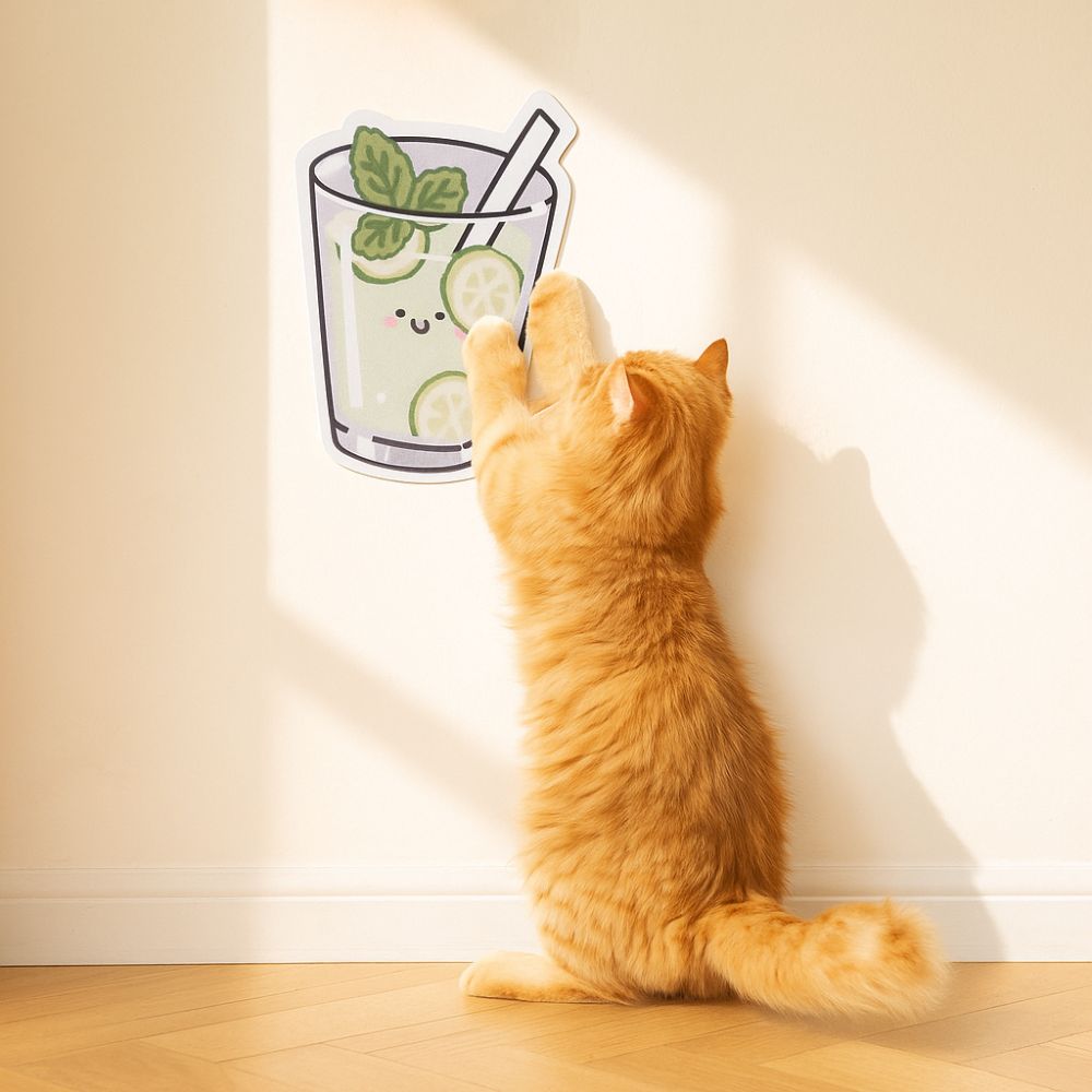 Self-Adhesive Cat Scratcher Cartoon Wear-Resistant Wall Scratching Pad Non Shedding Wall Mounted Felt Grabbing Board Home