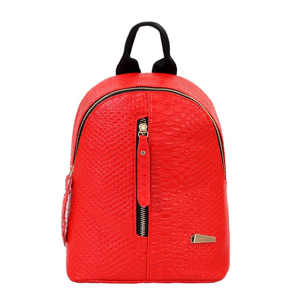 Women Leather Large Capacity Backpacks Schoolbags Travel Shoulder Casual Wild Bag Mujer Bolsa Feminina#25: Red