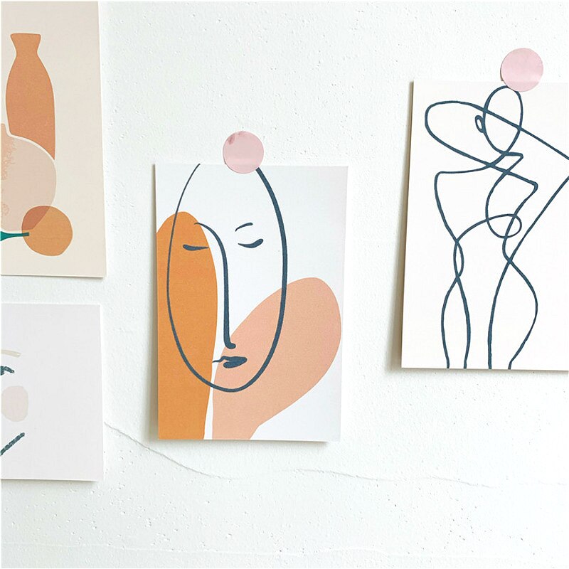 5Pc Set INS Simple Abstract Art decoration Vase art wallpaper Postcard Small Poster DIY Background Wall Stationery