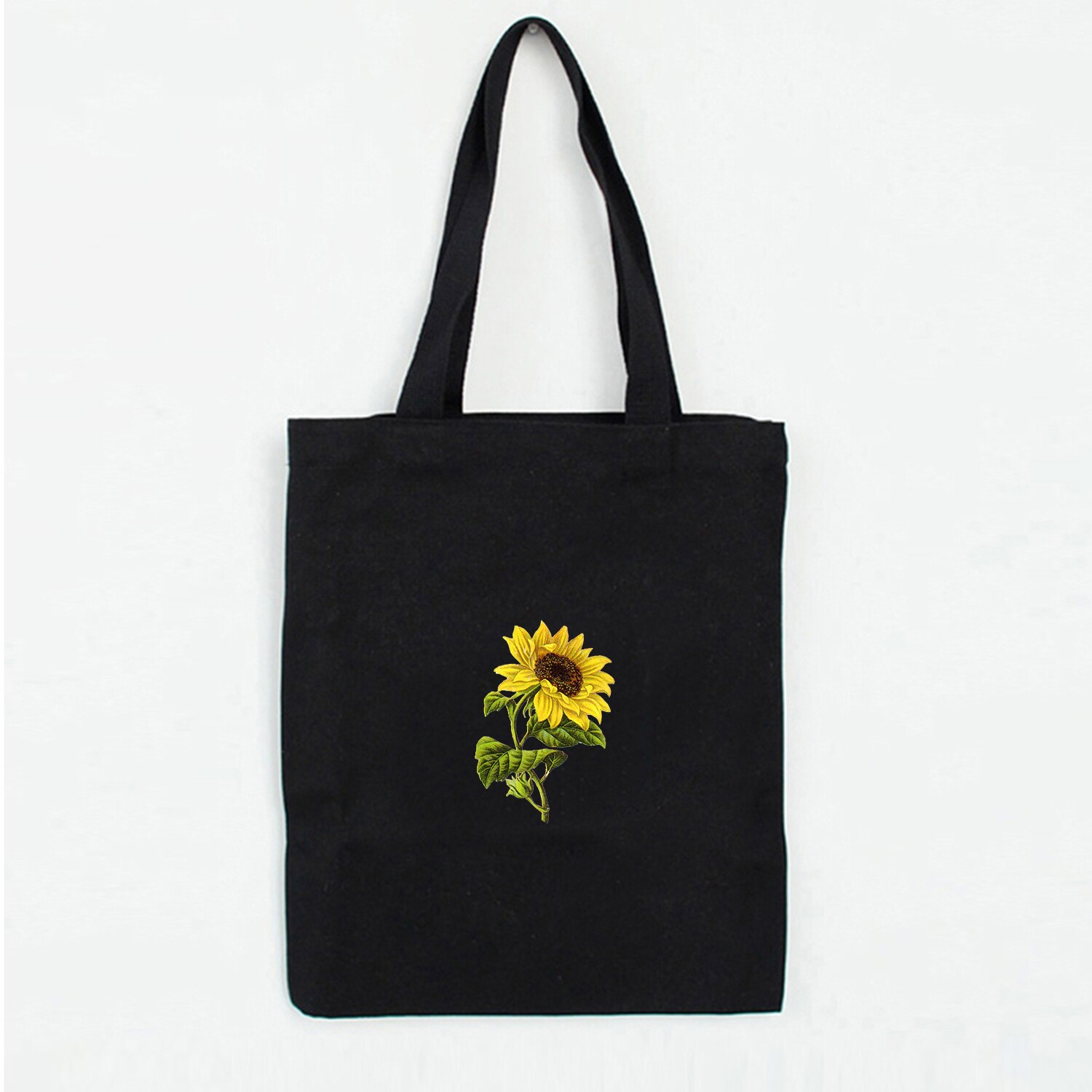 Women Canvas Shopping Bags Sun Flower Series Printing Eco Reusable Sweet Ladies Bags Women Beach Bags Vintage Literary: 3