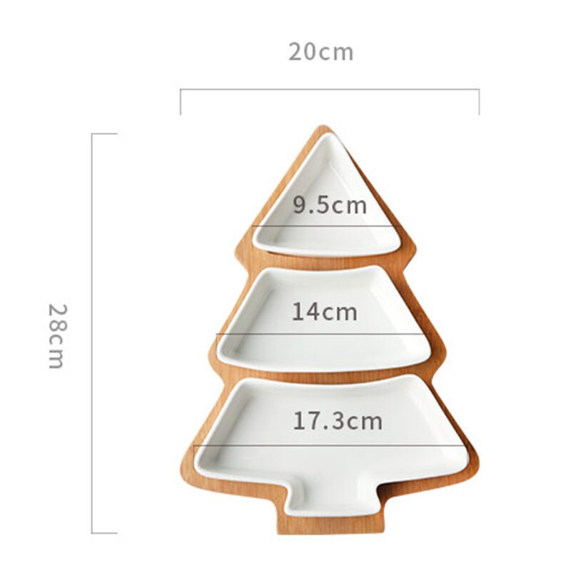 4Pcs/set Christmas Tree Dish Dinnerware Salad Cake Fruit Dessert Candy Ceramic Dishes Porcelain Plates Tray Tableware Set Xmas