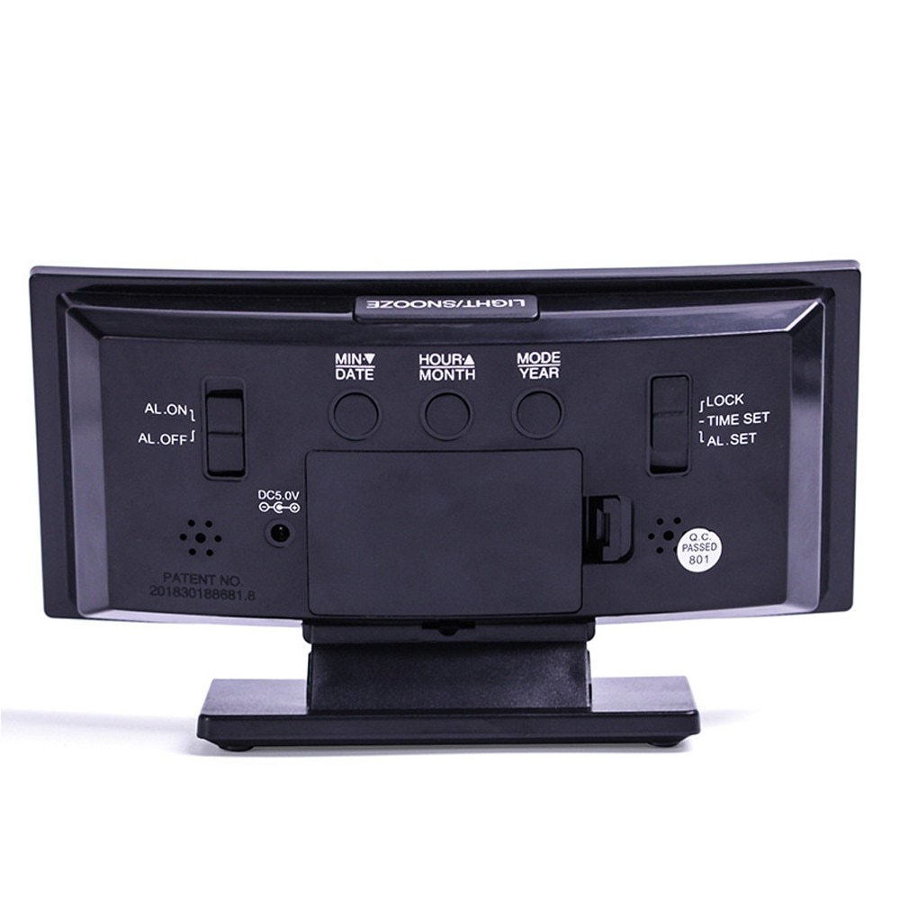 Clock with Date and Temperature Multifunctional Large Screen Digital Display Electronic Table Clock Mute LED Mirror