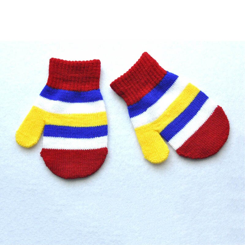 Novo Inverno Luvas de Malha Luvas Do Bebê Da Menina do Menino Bonito Doce Cor Rainbow Crianças Quentes Luvas Meninos Meninas: red