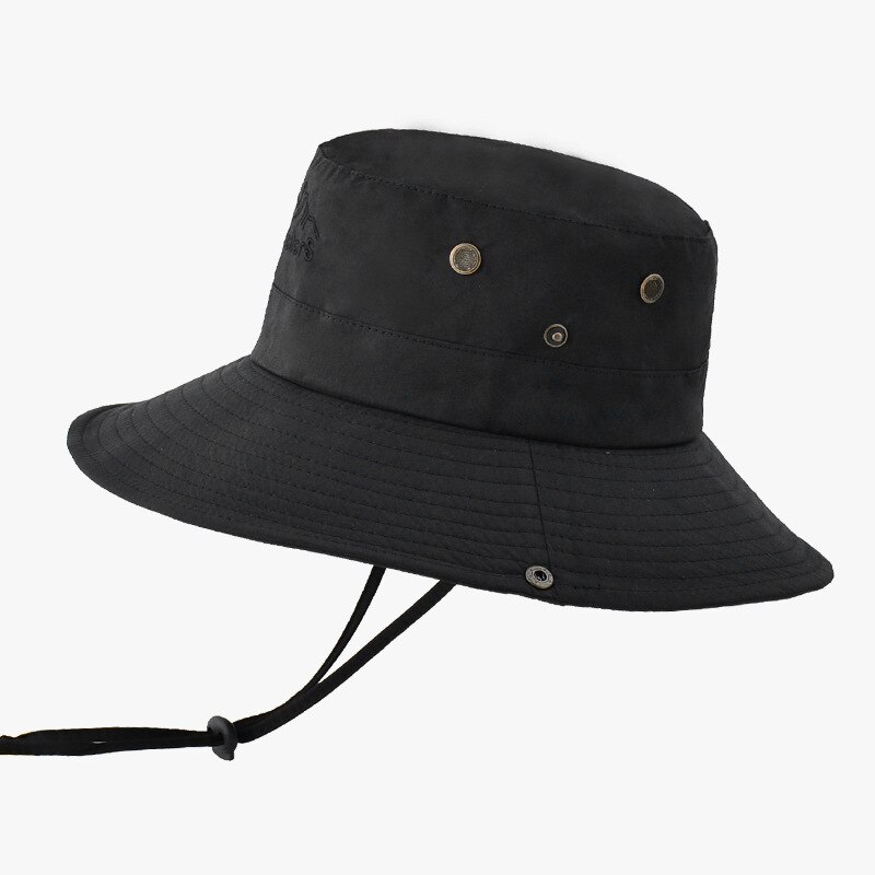 Sombrero de cubo sólido para mujer y hombre, visera de viaje, sombrero para el sol, pareja, trueno, ala ancha, protección UV, visera al aire libre, pesca, novedad: black