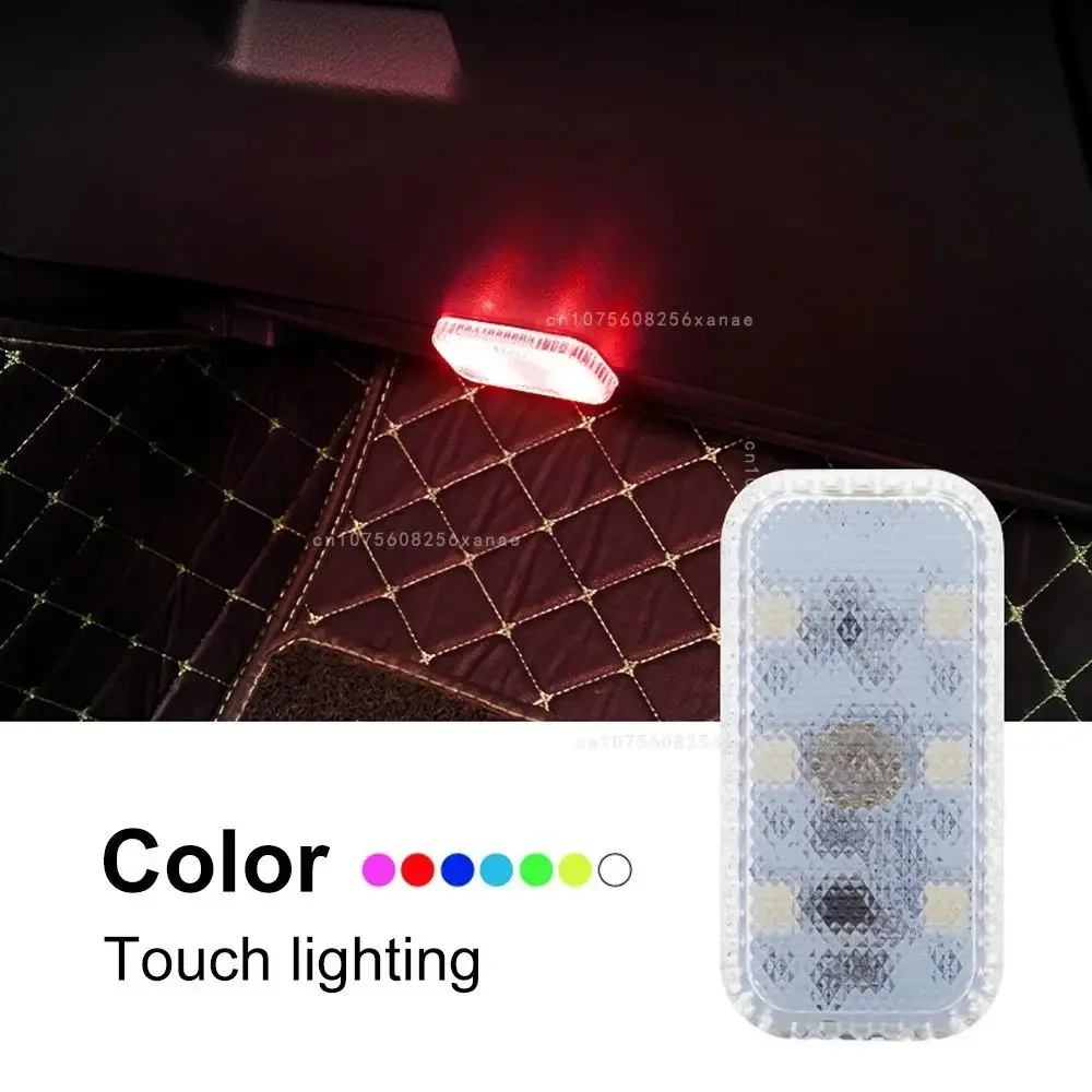 1PCS Touch Sensor LED Lamp LED Ambient Light Car Interior Roof Reading Lamp Wireless USB Rechargeable Atmosphere Lights: 6000K Cold White