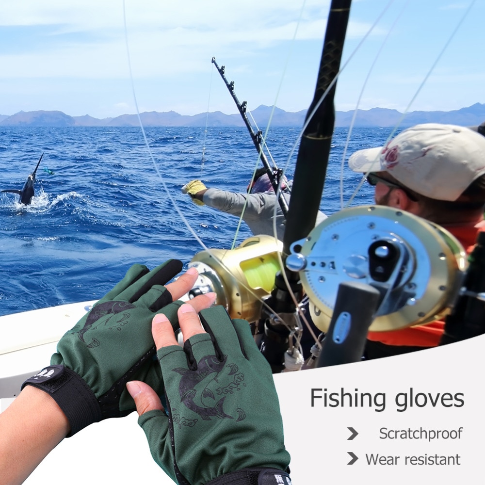 1 par 3 halvfinger fiskehandsker skridsikker resistent halvfinger cykelfiskeri skridsikker værktøj til fiskegrejskasser
