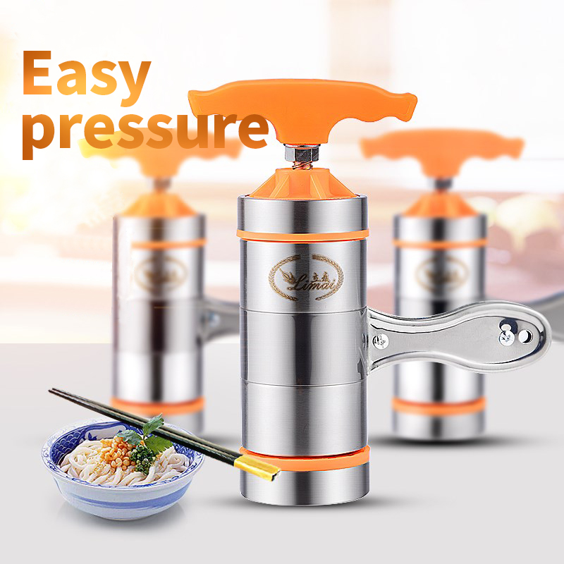 Manual small pasta machine stainless steel pasta press with small noodle strips, machine made of 5 moulds