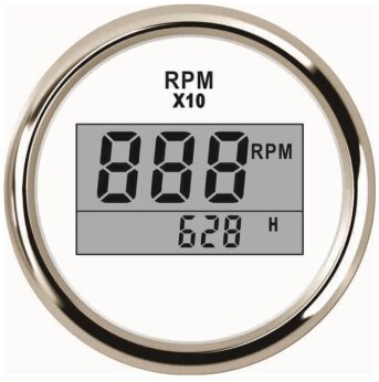 52mm Digital Tachometer 0~9990 RPM Marine Tachometer With Hourmeter Red Backlight Fit For Car Truck Boat Tacho Gauge Sensor: WS