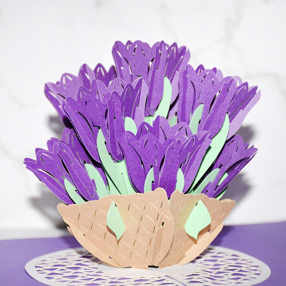 3d pop-opp kort tulipan blomster kort til familie venner bursdag festival gratulasjonskort postkort kort med konvolutt