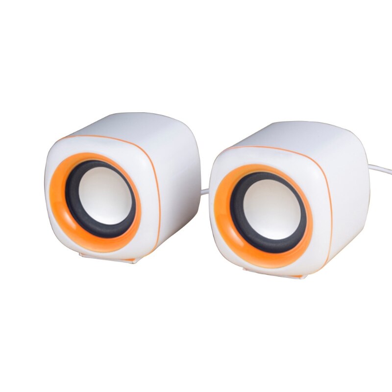 H052 Computer Speaker USB Speaker Small Wired Multimedia Speaker for PC Monitor Desktop Laptop Smartphones Tablets Projectors: White orange