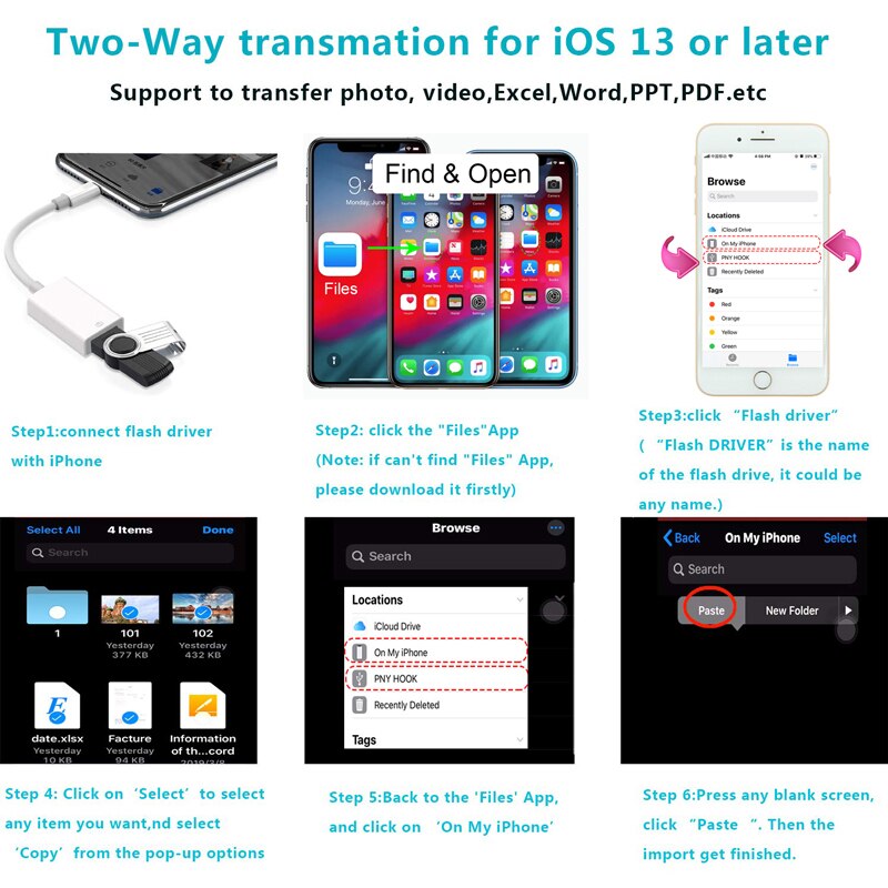 Otg Reader Voor Ios Naar Usb 3.0 Camera Adapter Mobiele Telefoon Accessoires Converter Voor Ipod Keyboard Ios 13 Connector