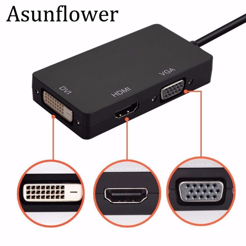 Asunflower Mini Displayport Thunderbolt DP To HDMI VGA DVI Adapter Converter Cable For IMac Mac Mini Pro Air Book TO Monitor TV