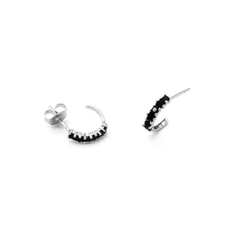 925 Sterling Silver Earrings For Women Golden Silver Small Hoop Earrings Girl Ear Bone Earring Zircon Luxury Bling Moon Star: 8