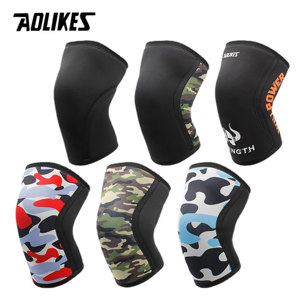 AOLIKES 1 Paar 7mm Neopreen Sport Kniebeschermers Compressie Gewichtheffen Druk Crossfit Training Kniebeschermers Ondersteuning Vrouwen Mannen