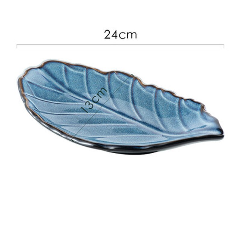 Keramische Plaat Huishoudelijke Ondiepe Mond Sushi Plaat Schotel Plaat Creatieve Japanse Stijl Persoonlijkheid Retro Blad-Vormige Blad Plaat Ta: C
