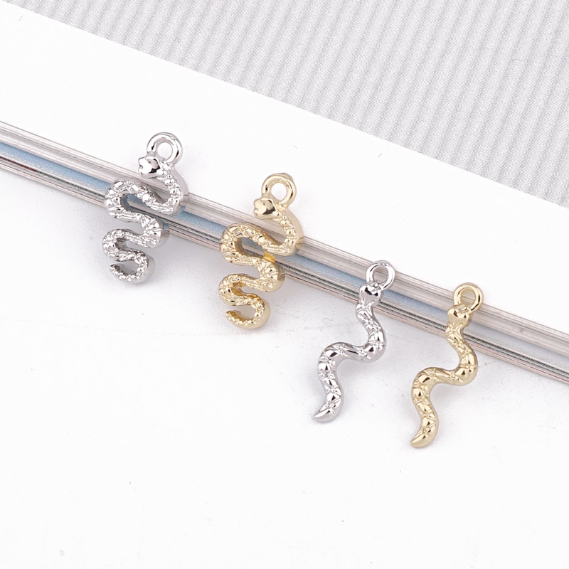 5pcs 18mm Small Snake Alloy Charms Gold Silver Findings For Jewelry Pendant Making Punk Vintage Earrings Necklace DIY Decoration