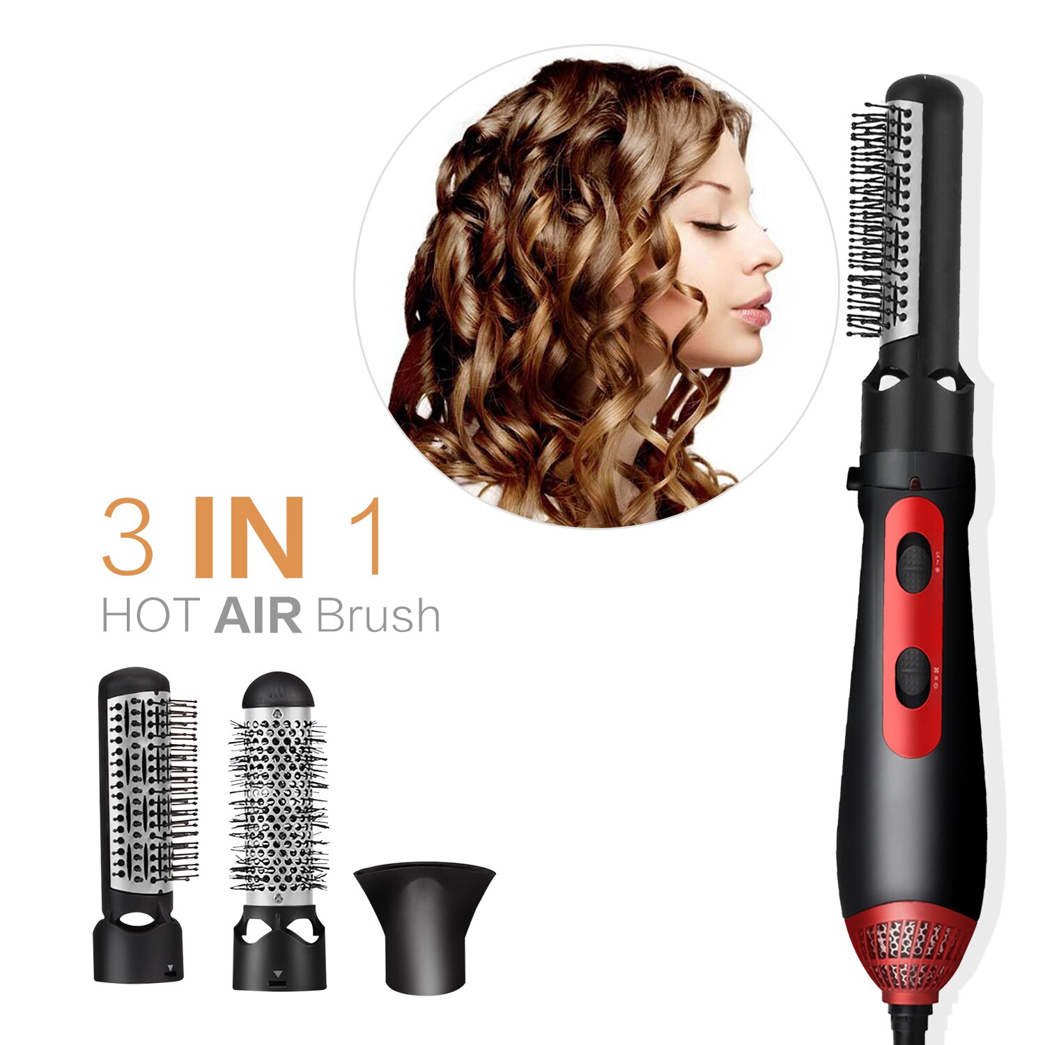 3 In 1 Föhn Borstel Multifunctionele Hete Lucht Borstel Stijltang Air Brush Culing Ijzer Air Brush haar Styler Tool: uk plug / black no box