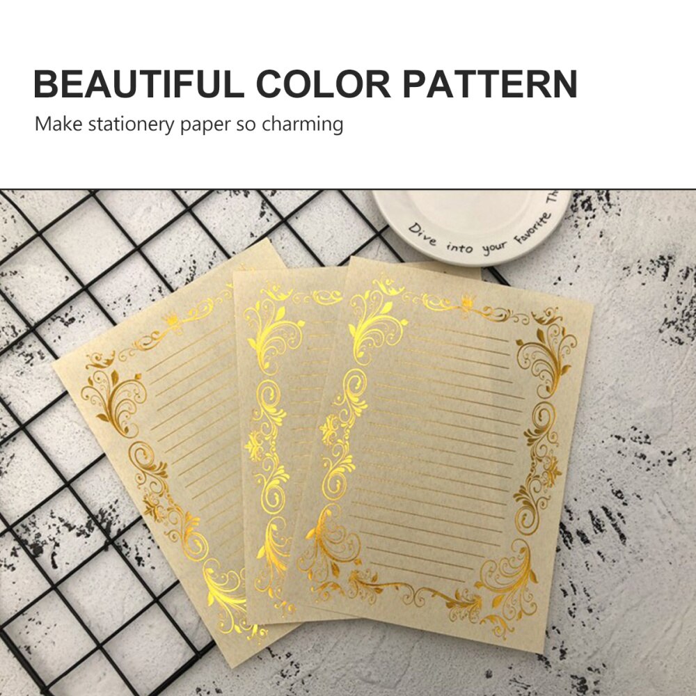 4 Sets Printed Durable Stamping Note Paper Writing Paper Letter Paper Stationery Paper for Men Children Women