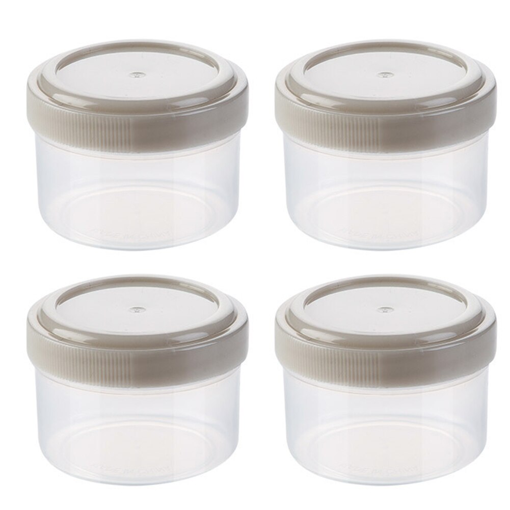 4pcs Mini Seasoning Box Portable Transparent Sauce Jam Squeeze Bottle Easy Clean PP Storage Box With Lid Spices Barbecue Kitchen: Round Box