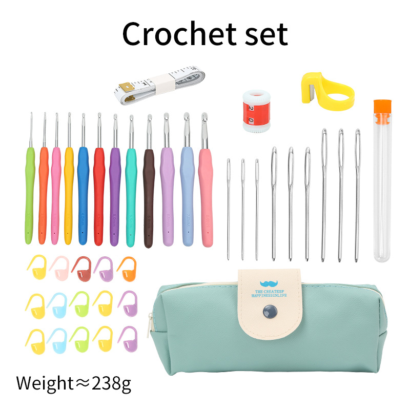 9/37pcs Ergonomic crochet hook set Extra Long Kit Crochet Needles Knitting Crochet Tricot Accessories for Beginners Comfortable: Beige