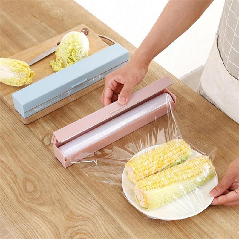 Preservative Film Cutters 1Pcs Cling Food Wrap Cutter Plastic Wrap Dispenser Storage Holder Simple Style Kitchen Accessories