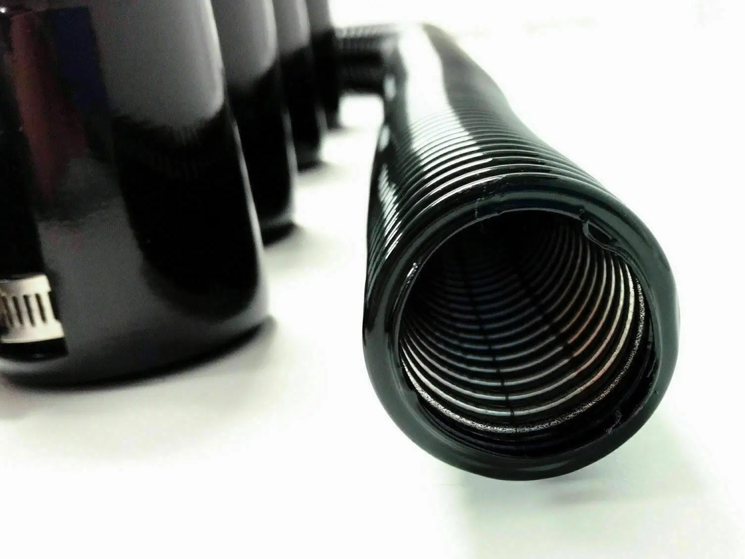 Kit de manguera de agua refrigerante flexible para radiador de acero inoxidable, Universal, negro, plateado, 48 ", con tapas