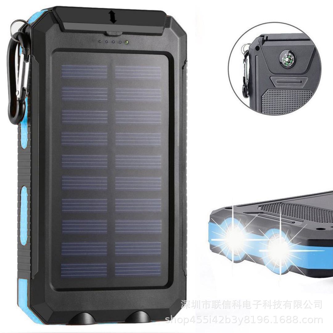 Ganda-Banco de energía portátil, Tenaga Surya, 10000 MAh, doble USB, batería Solar, Untuk Semua Ponsel: Blanco