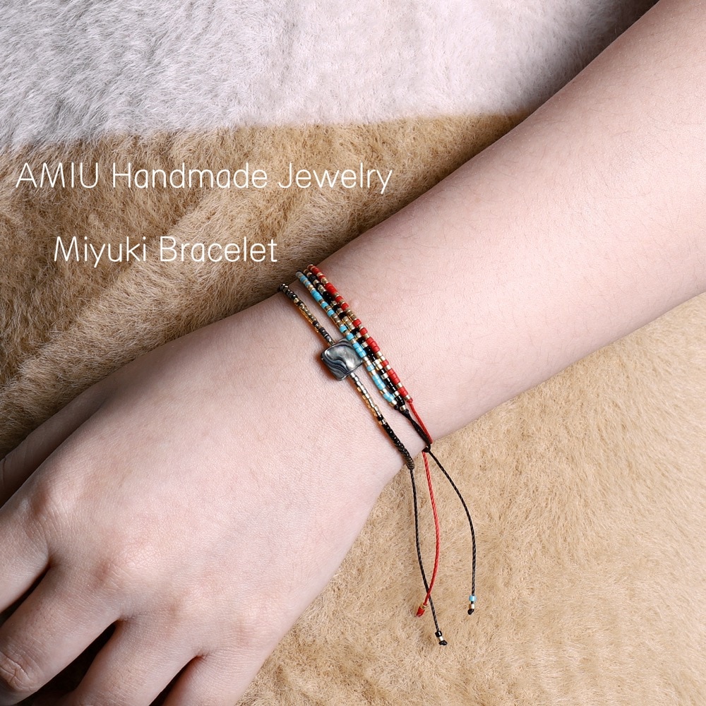 Bracelets et Bracelets de perles de coquille d'ormeau naturel fait main AMIU pour femmes et hommes