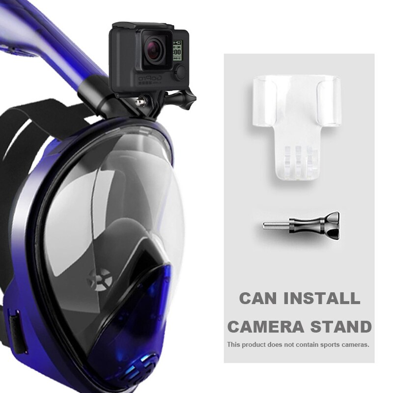 Adult Snorkeling Full Face Swimming Mask Breathing Tube Full Dry Diving Masks Scuba Swim Goggles Diving Equipment: Blue / S/M