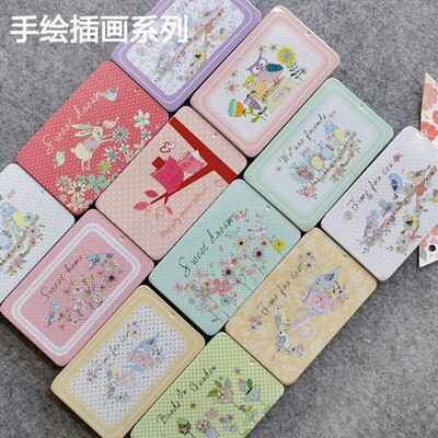 1 doos ( (24 stuks)/partij mini platte blikken opbergdoos/metalen doosje voor bankpassen/cartoon schattig visitekaartjesdoosje: Model 3