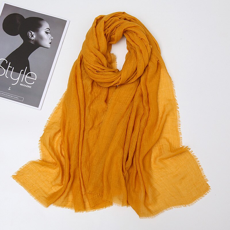 Plain Crinkle Cotton Scarf Women Muslim Hijab Large Size Tassel Scarves Stoles Pleated Islamic Bandana 10pcs/Lot: 12