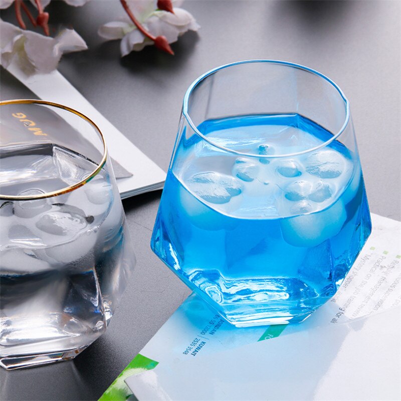 Krystallglass kopp gylden kant gjennomsiktig kaffe melk te krus geometrisk whiskyglass hjem bar drinkware par