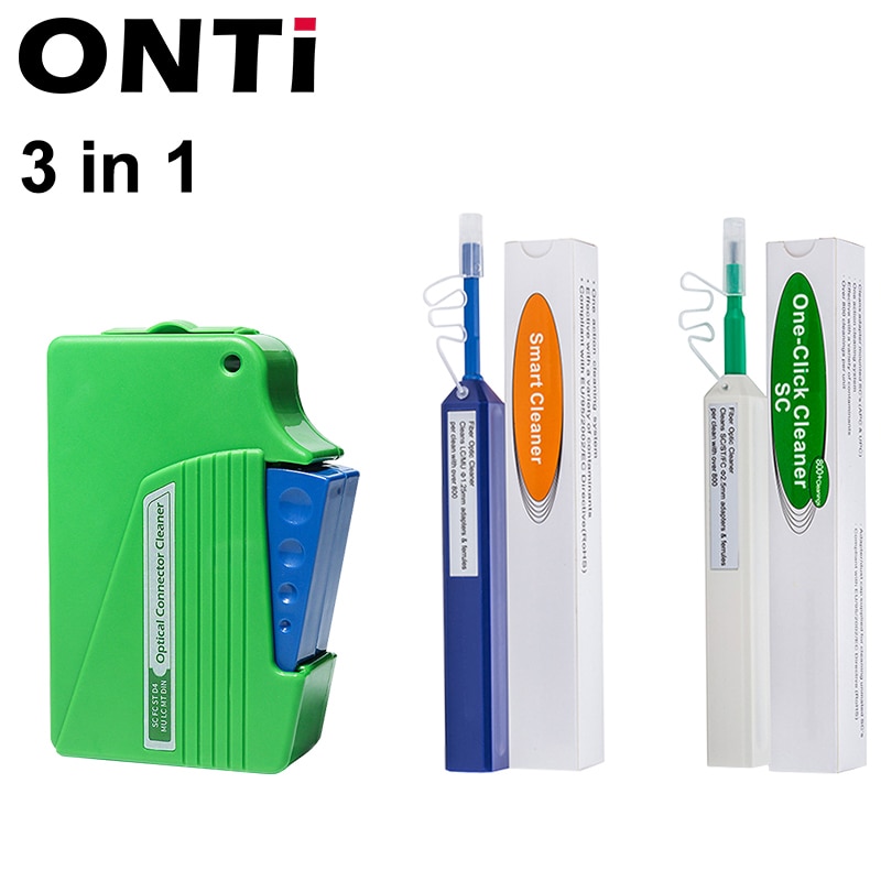 Onti 2Pcs One-Click Cleaner Glasvezel Schoner Pen Reinigt 2.5Mm Sc Fc St En 1.25Mm lc Mu Connector Over 800 Keer: 3 in 1