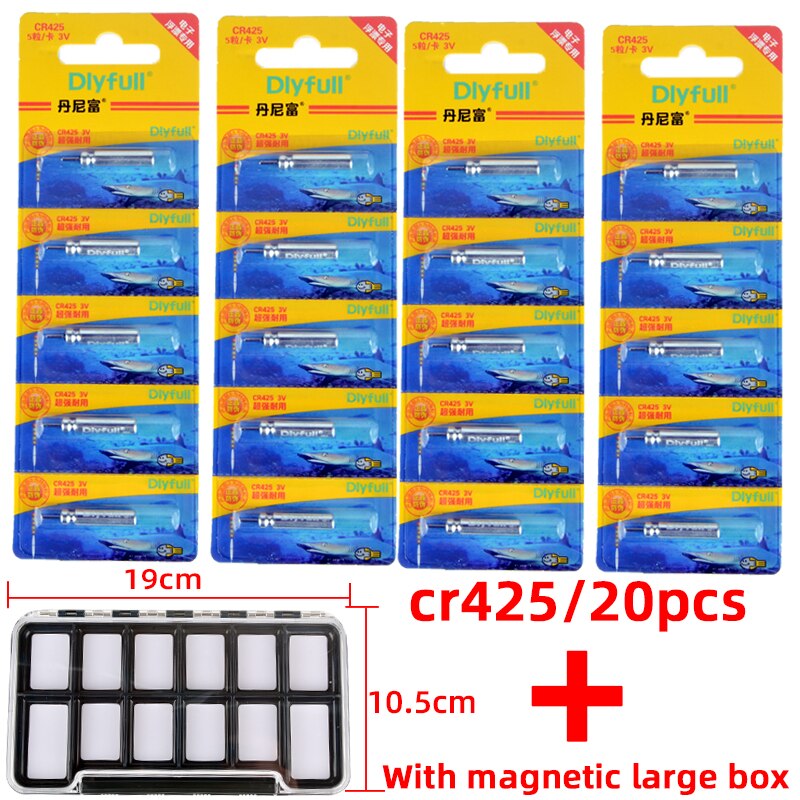 CR425 CR435 CR322 Batteries Fishing Float Electric Floats Battery 3V Night Light Lithium Pin Cells LED Fishing Float Luminous: 20pcs With box C
