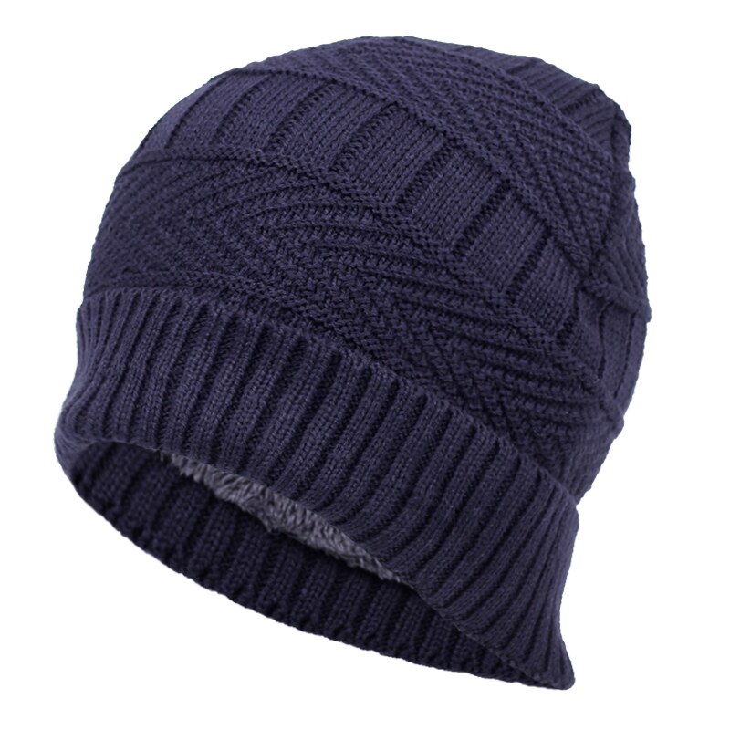 nueva serie monocolor gorro de punto modelos de otoño e invierno más sombreros de terciopelo hip hop gorra fría al aire libre gorras de lana salvaje: Azul marino