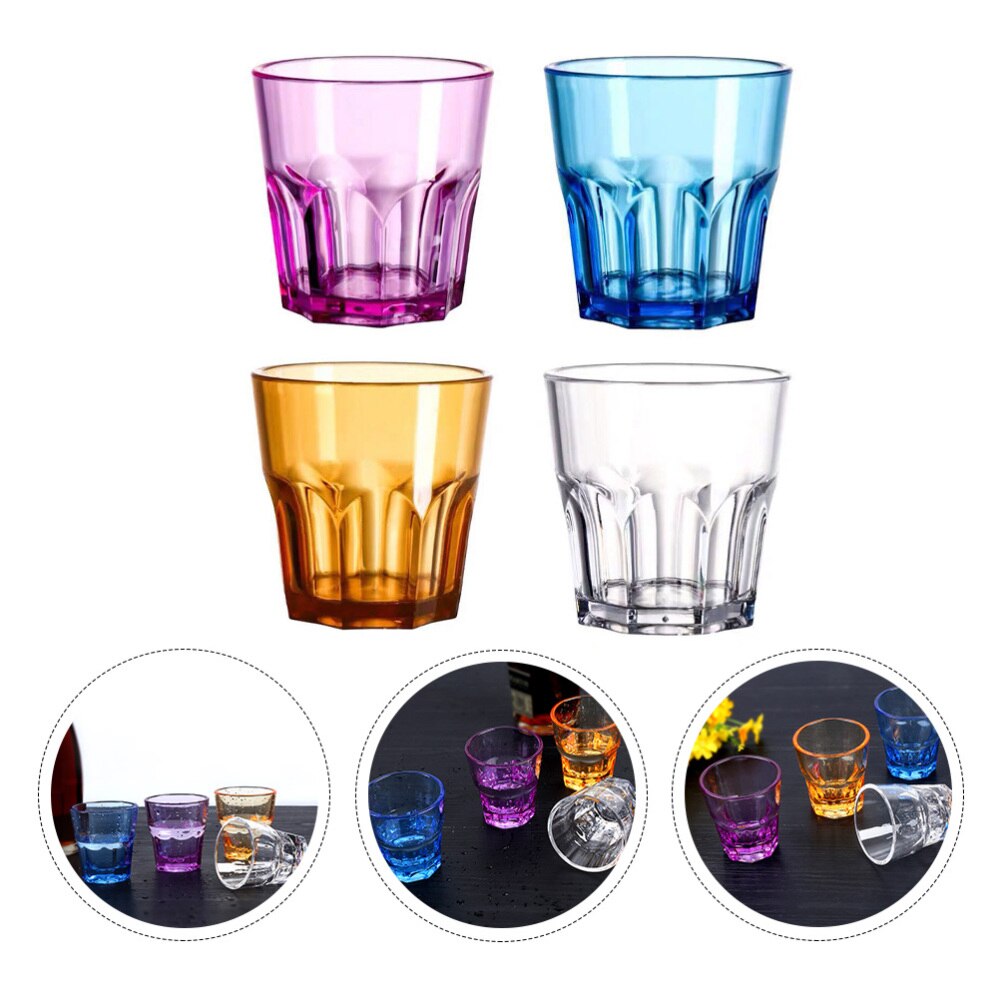 4Pcs Cups Acrylic Transparent Cups Hotel Shatterproof Beverage Cups