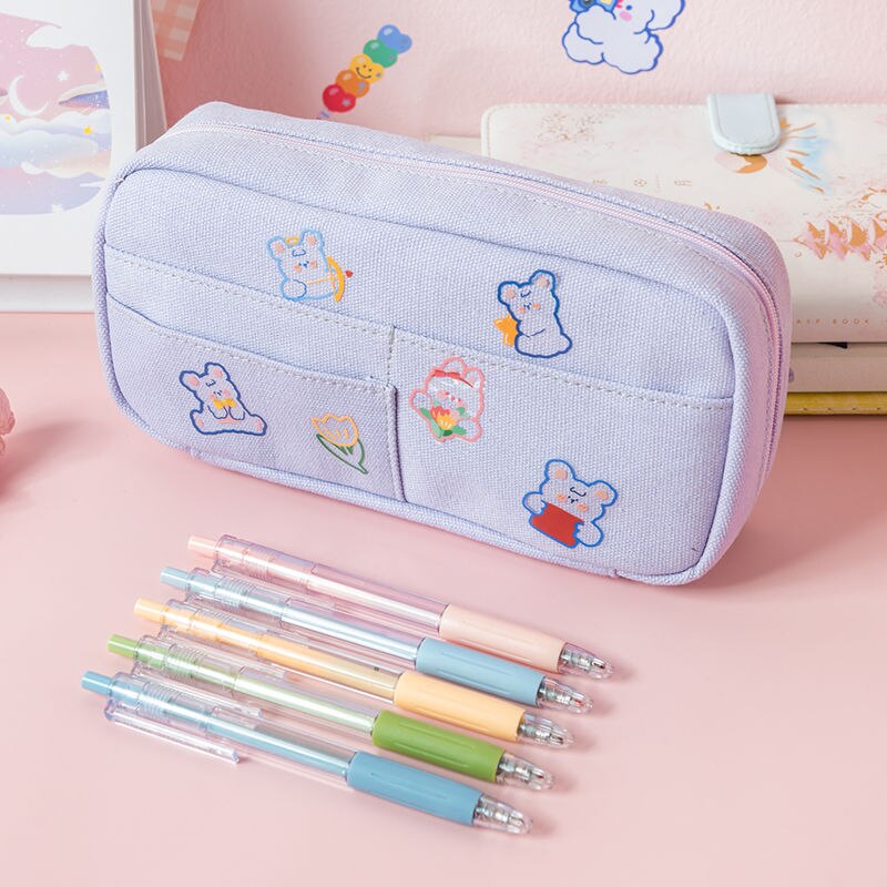 Estojo escolar de 3 camadas para meninos e meninas, material escolar de papelaria: B