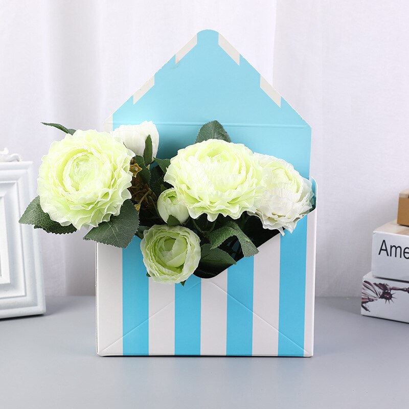 10Pcs Envelop Bloem Dozen Boeket Geschenkdoos Hand Houdt Vouwen Bloemen Boeket Papier Doos Romantische Bloem Papier Houder Decor