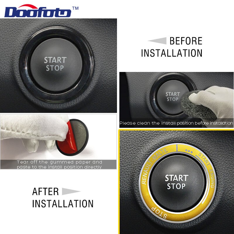Bil start motor knap nøgleringe interne auto styling cover til renault kadjar duster capture clio 4 tilbehør mærkat etui