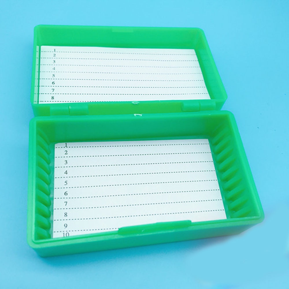 2 Pcs Microscope Glass Slide Box Case Clear White for 12 Slides