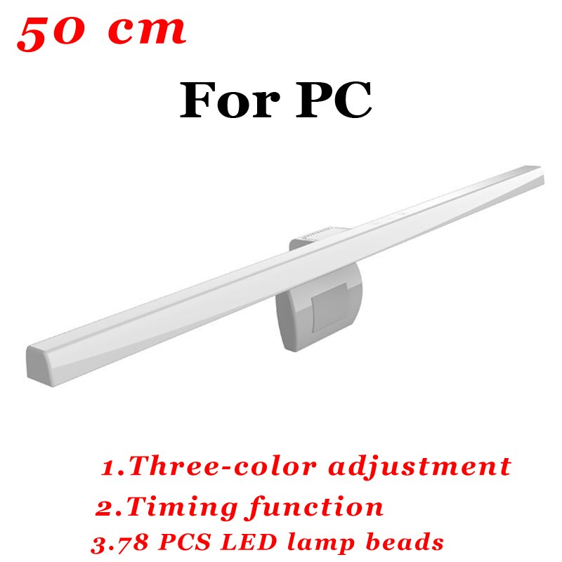 Monitor Light Bar Screen Hanging Light Stepless Dimming Eye-Care LED Desk Lamp For Computer PC Bar LED Reading USB Powered Lamp: 50CM White For PC