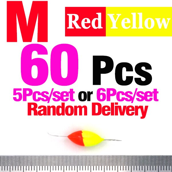 Mnft 60Pcs Zeven-Ster Ovale Ruimte Bonen Gebruik Floater Voor Sportvissers Maat Xl L M S: 60Pcs Red Yellow M