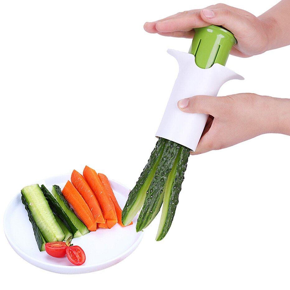 Basedidea Cucumber Carrot Press Cutter Fruit and Vegetable Spiral Blade Slicer Salad Making Tool